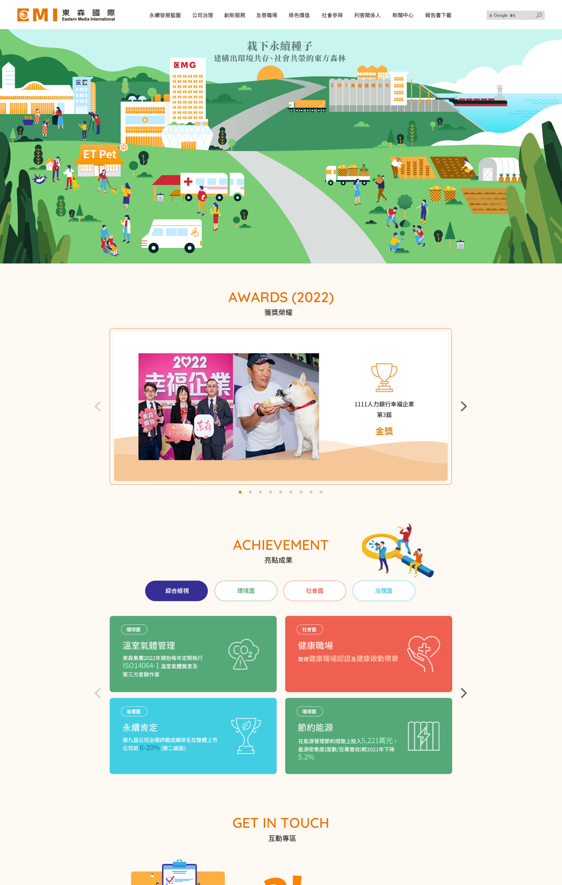【東森國際 ESG 網站】網站設計介面