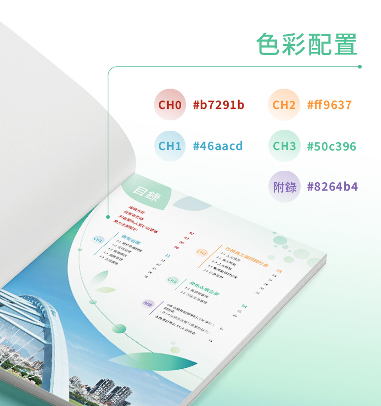 【春源鋼鐵 2023 ESG 報告書】設計優勢介紹 - 章節色彩配置-手機板