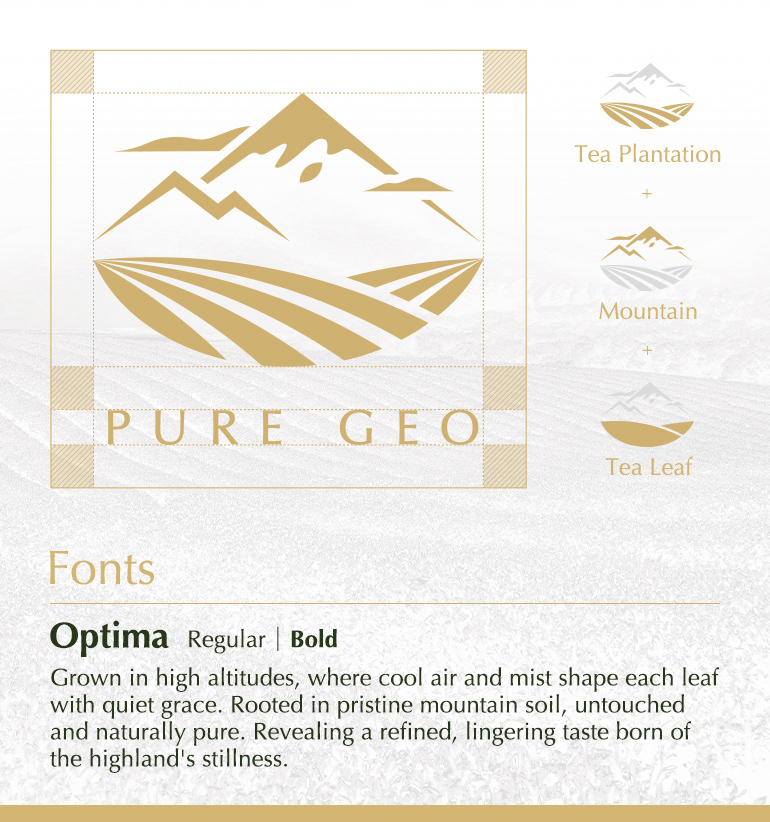 【Pure Geo 喬治亞茶葉】設計優勢介紹 - 標誌設計組成與字體搭配-手機板