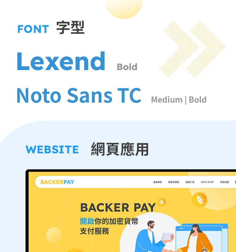BACKER PAY Logo設計設計優勢介紹 - 字型與網頁應用-手機板