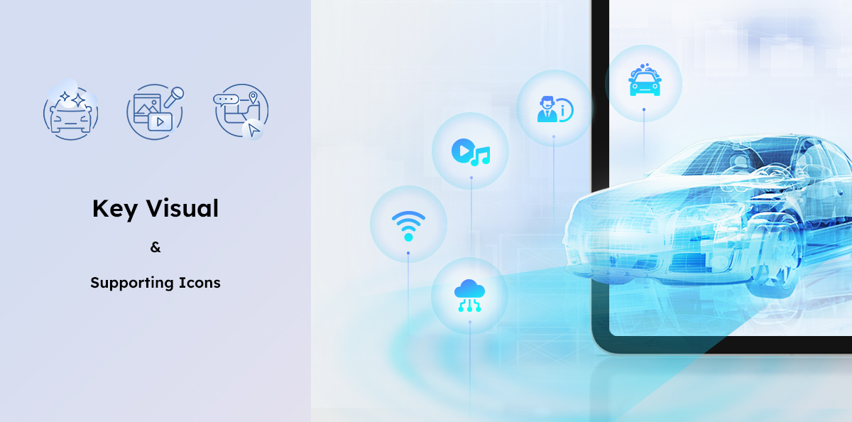 【車美仕 Drive⁺ Store】設計優勢介紹 - 主視覺與輔助圖示-手機板