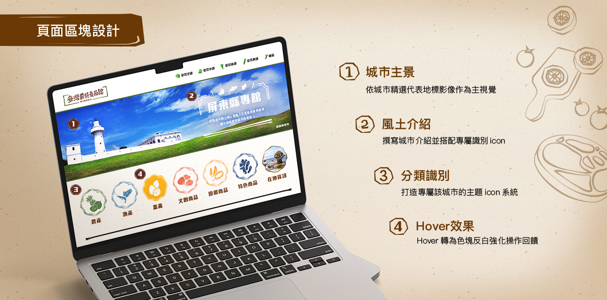 臺灣農特產品館 設計優勢介紹 - 頁面區塊設計-電腦版