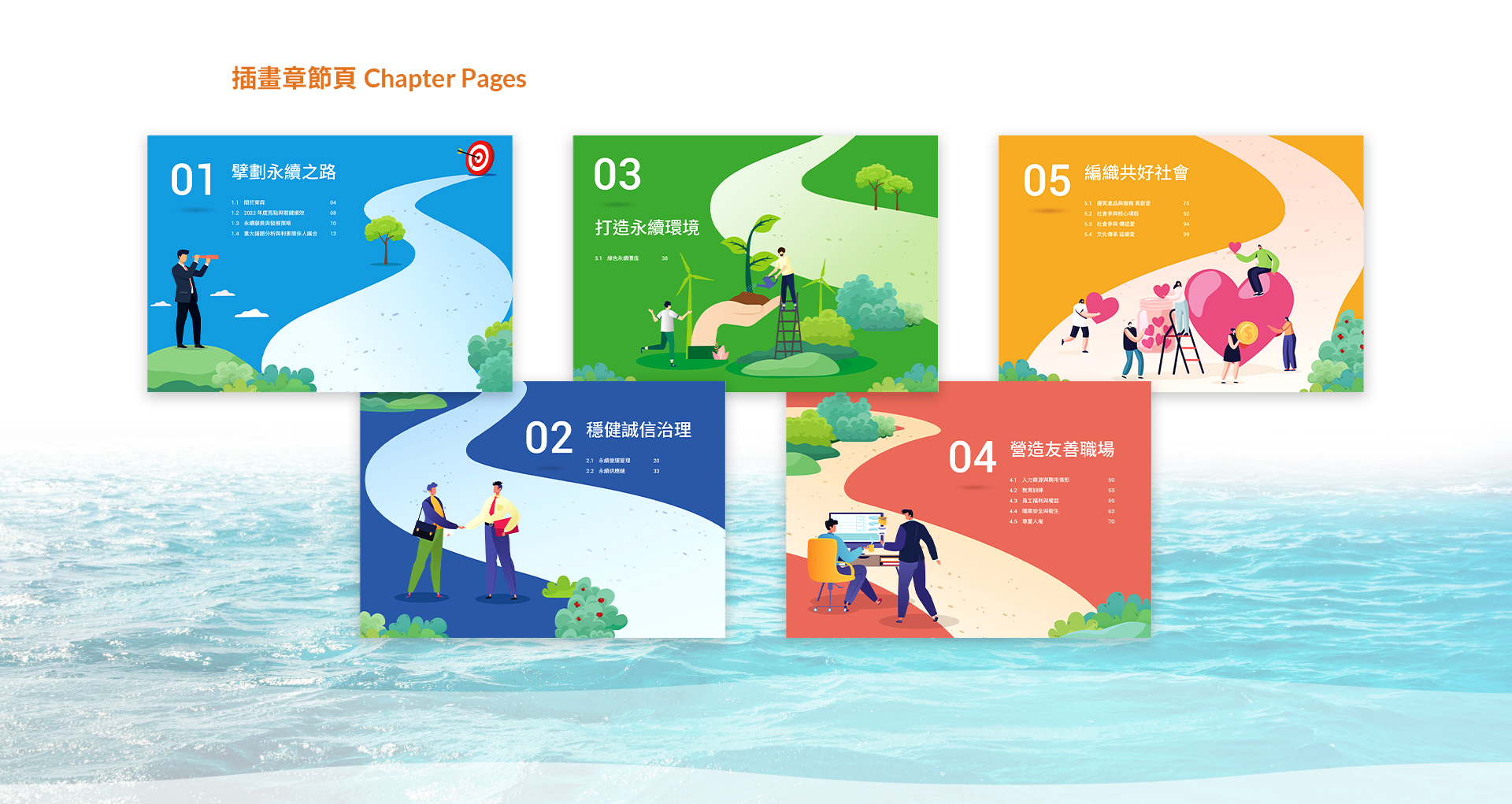 由源做視覺設計的【東森國際 2022 ESG 報告書】書冊設計情境圖
