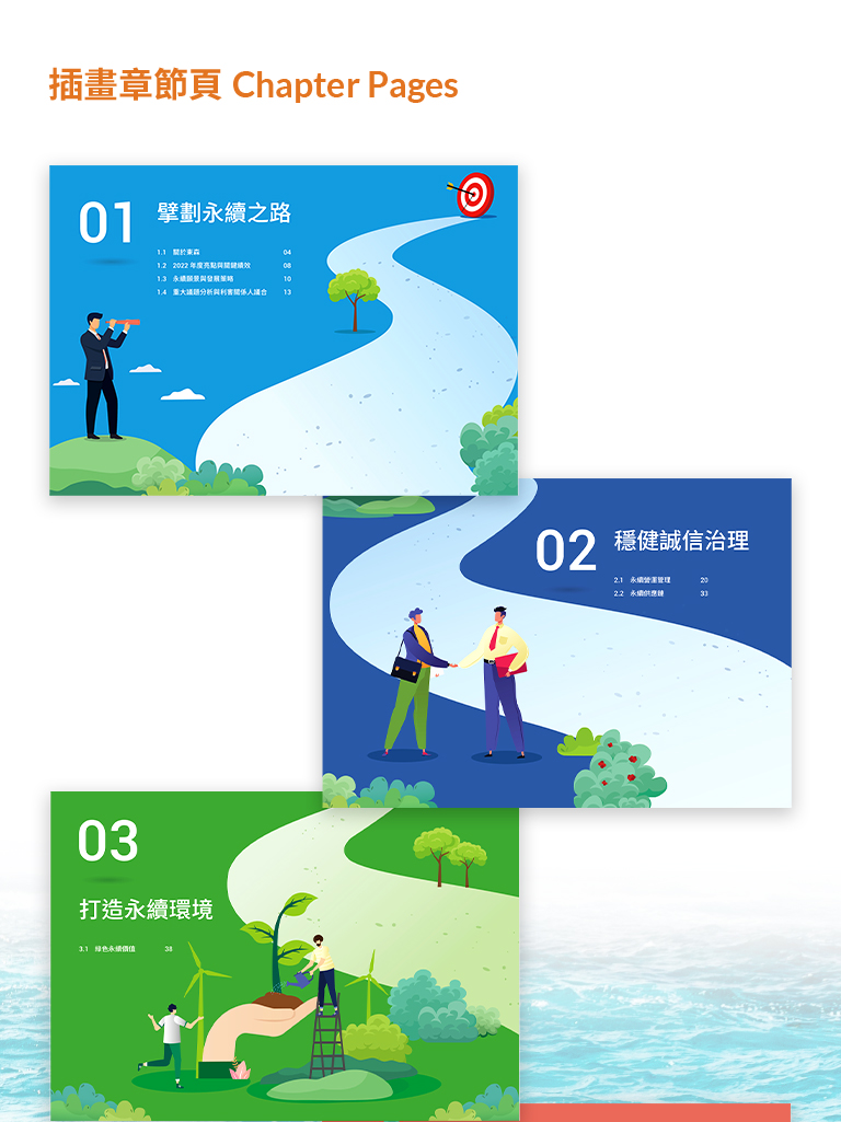 由源做視覺設計的【東森國際 2022 ESG 報告書】書冊設計情境圖