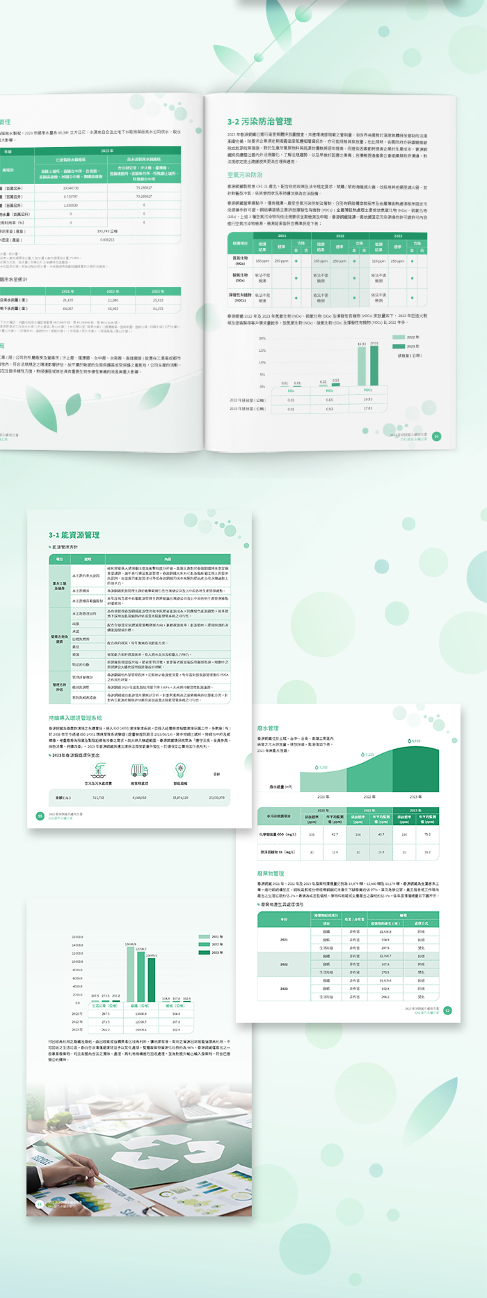 由源做視覺設計的【春源鋼鐵 2023 ESG 報告書】書冊設計情境圖