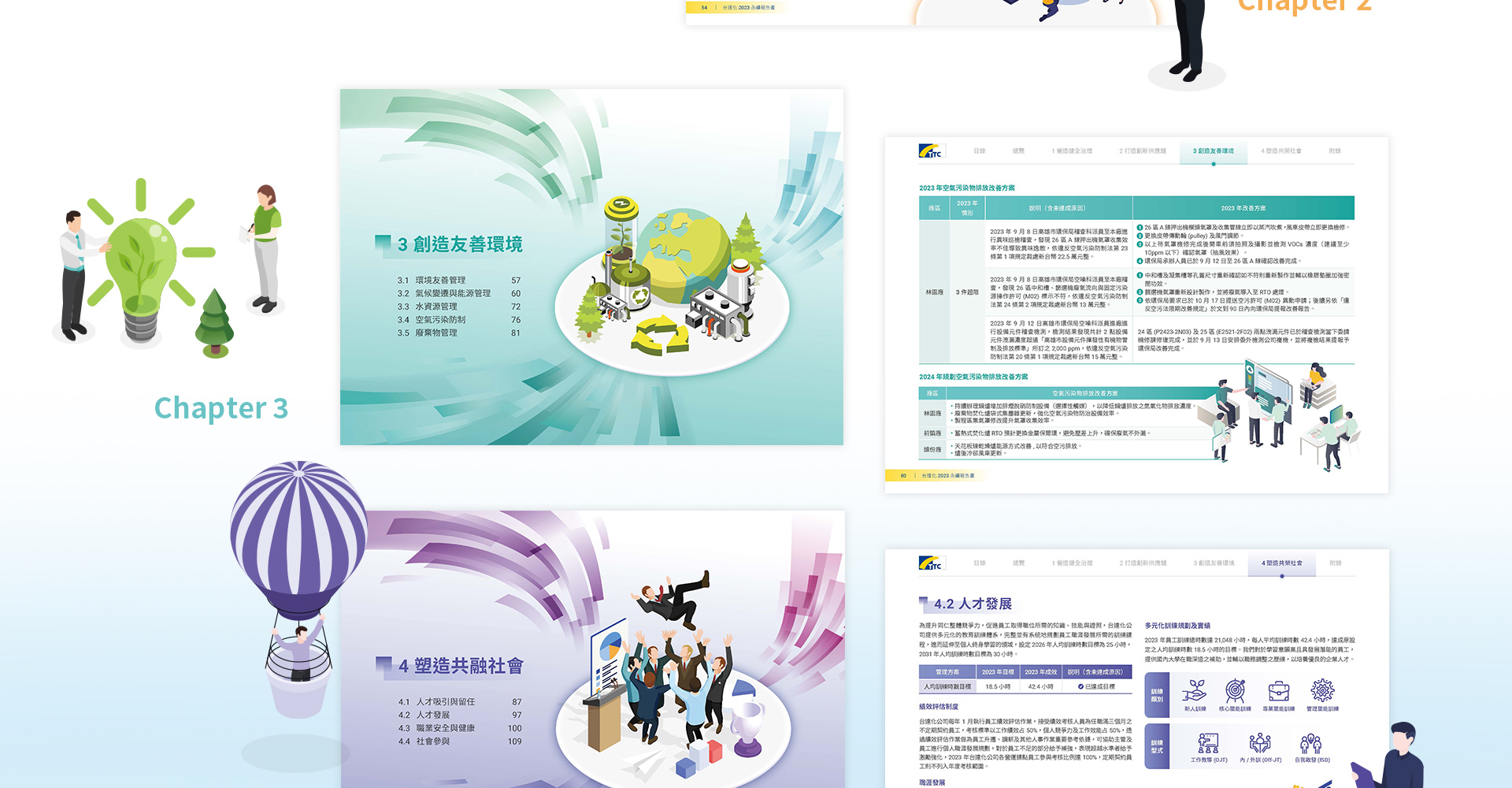 由源做視覺設計的【台達化 2023 ESG 報告書】書冊設計情境圖