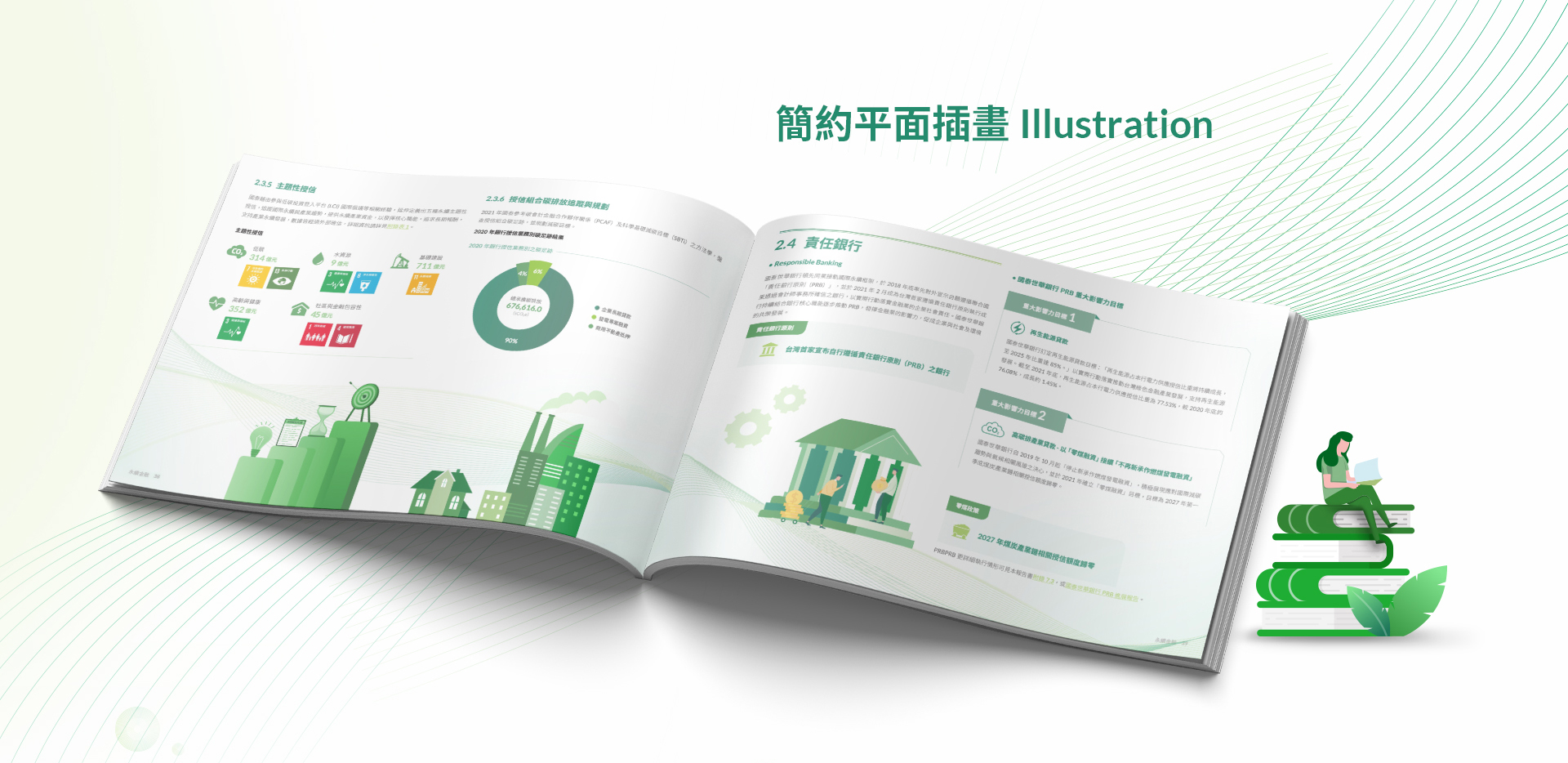 由源做視覺設計的【國泰金控 2021 ESG 報告書】書冊設計情境圖