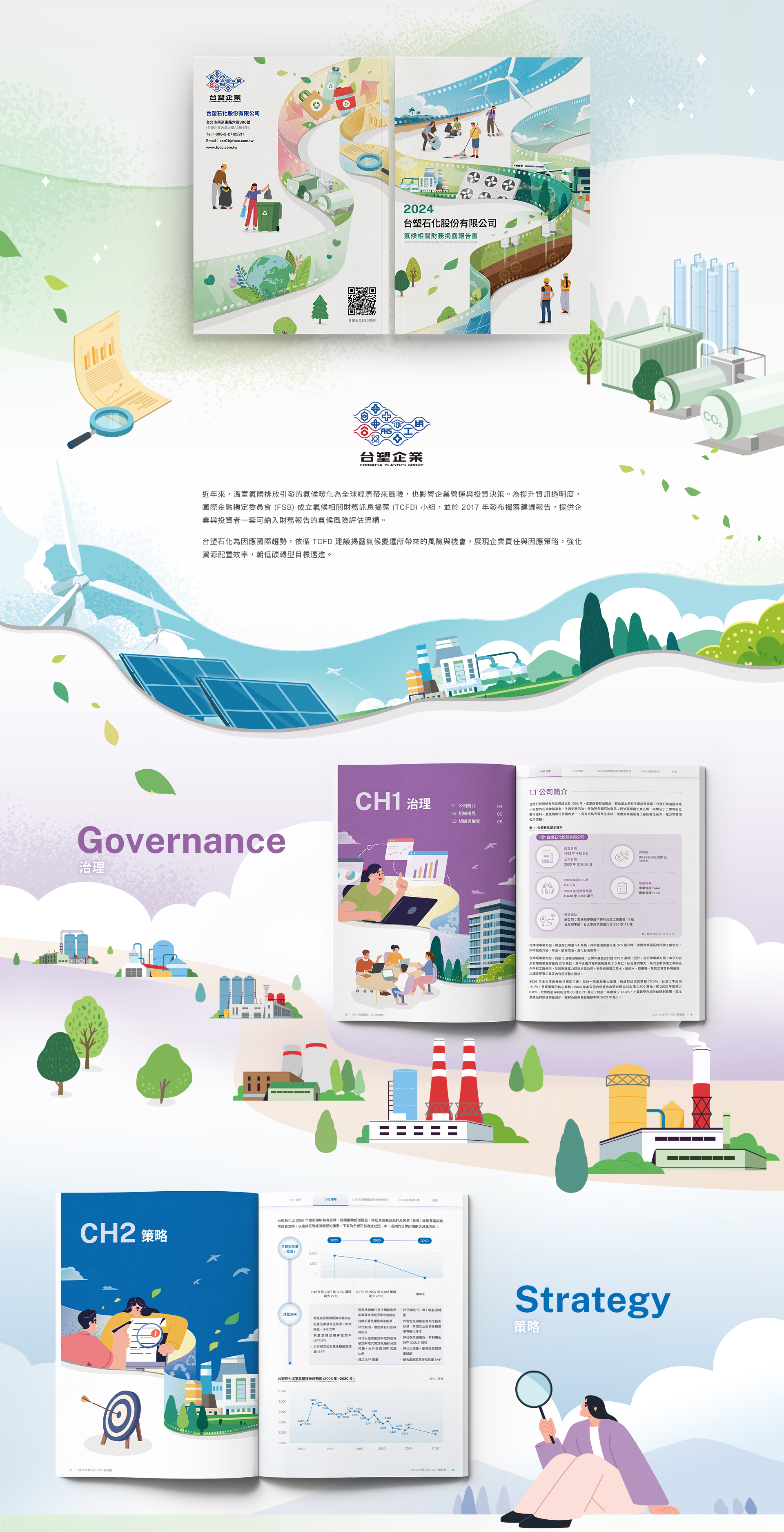 由源做視覺設計的【台塑石化 2024 TCFD 報告書】書冊設計情境圖