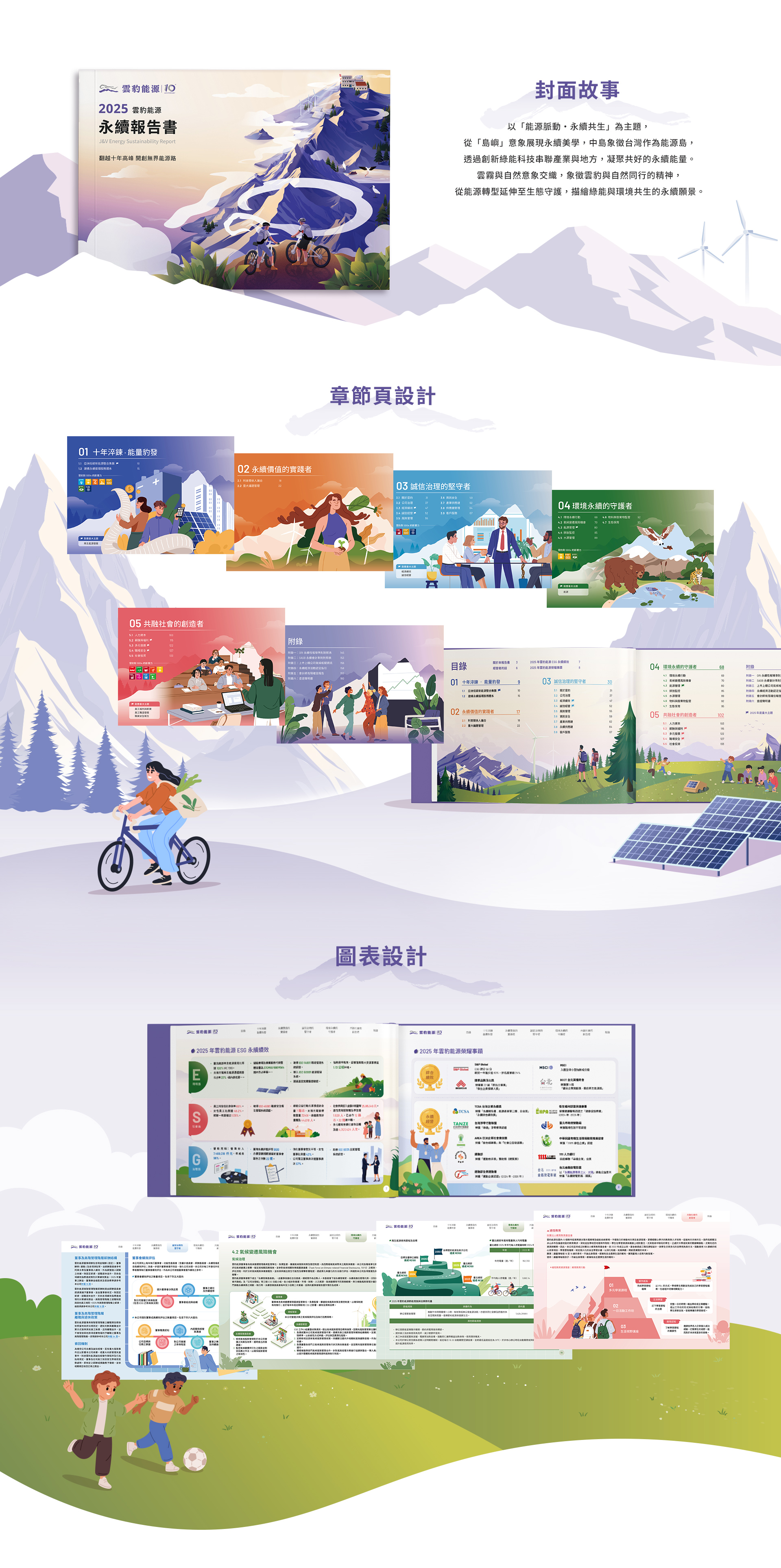 由源做視覺設計的【雲豹能源 2025 ESG 報告書】書冊設計情境圖